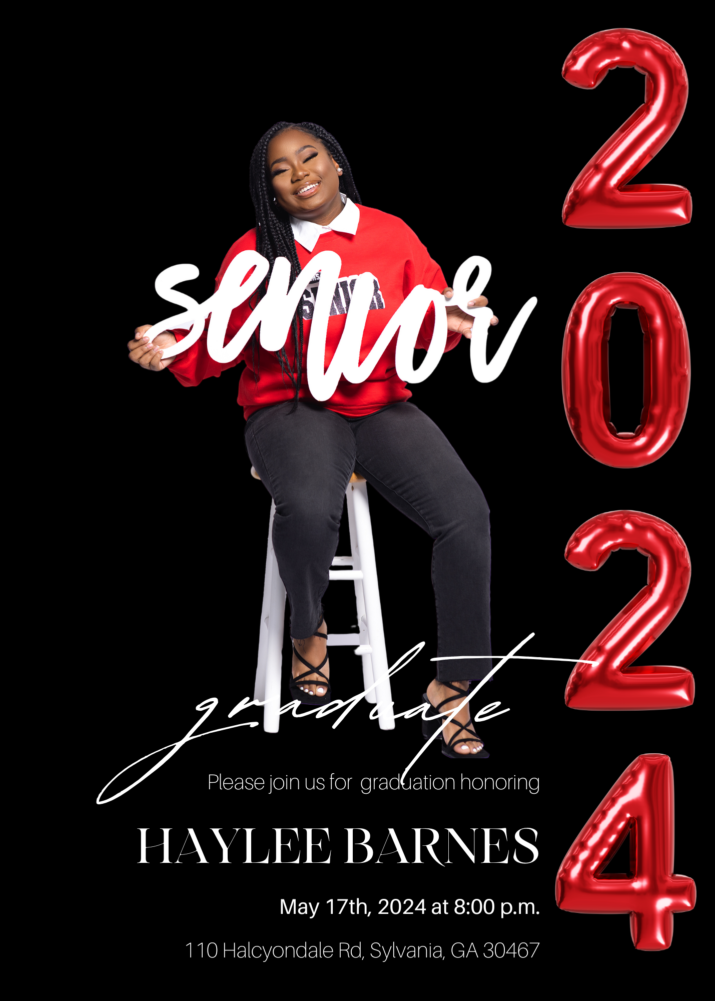 Canva Senior Editable Invitations Beauty By Natasha Shonta LLC