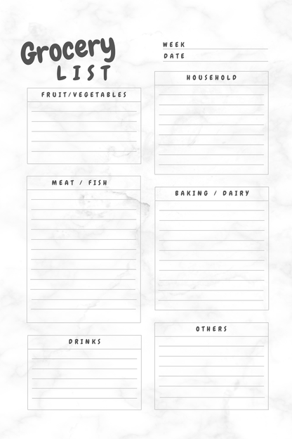 BBNS 50 page Grocery and Shopping Checklist Notebook